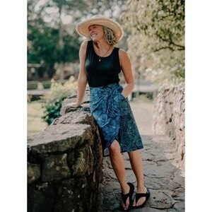 RIPSKIRT Hawaii Length 4 Wrap Skirt Rip Skirt Maui Moonlight Blue Floral XXL